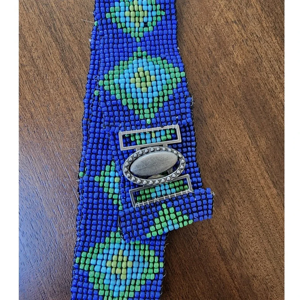 ✨️VTG Seed Bead Belt Geometric Diamond Loom Woven Boho Indiesleaze Streetwear